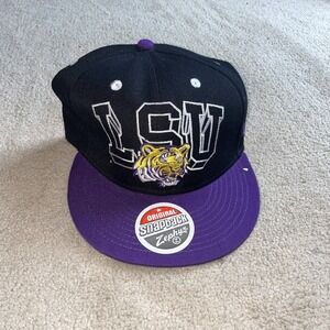 lsu tigers embroidered snapback hat zephyr purple and black‎